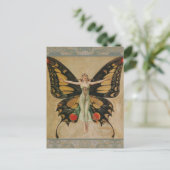 FlapperButterfly Flying Illustration Classic Postkarte (Stehend Vorderseite)