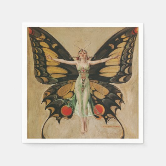 FlapperButterfly Flying Illustration Classic Serviette (Vorderseite)