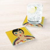 "Flappers and Blume" Art Deco von Jose Carlos Glasuntersetzer (Schrägansicht)