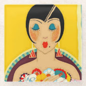 "Flappers and Blume" Art Deco von Jose Carlos Glasuntersetzer (Vorderseite)
