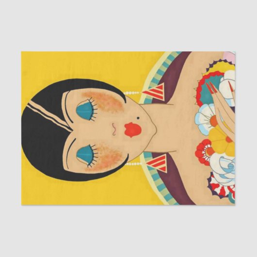 "Flappers and Blume" Art Deco von Jose Carlos Seidenpapier (Vorderseite)