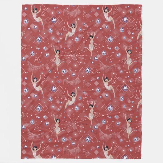 Flappers Lady Glam Fun Red Design Fleecedecke (Vorderseite)