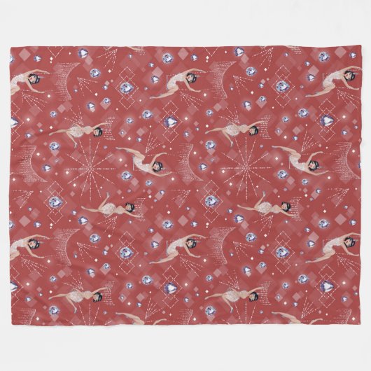 Flappers Lady Glam Fun Red Design Fleecedecke (Vorderseite (Horizontal))