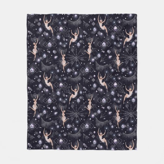 Flappers Lady Glam Schwarz und Grau Design Fleecedecke (Vorderseite)
