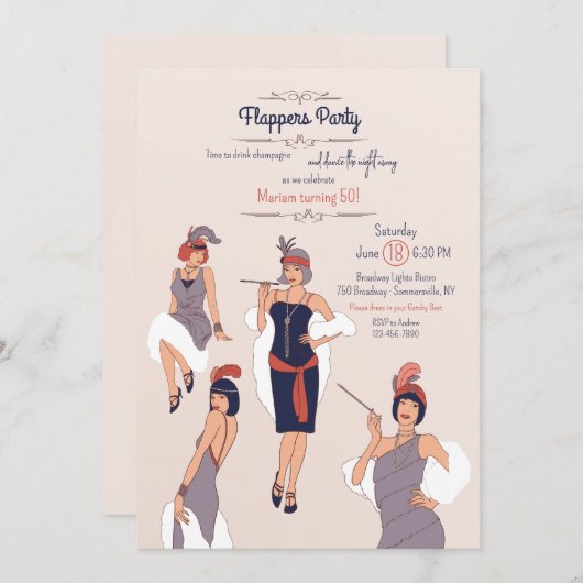 Flappers-Party Einladung (Vorne/Hinten)