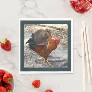 Flapping Rooster Napkins Serviette
