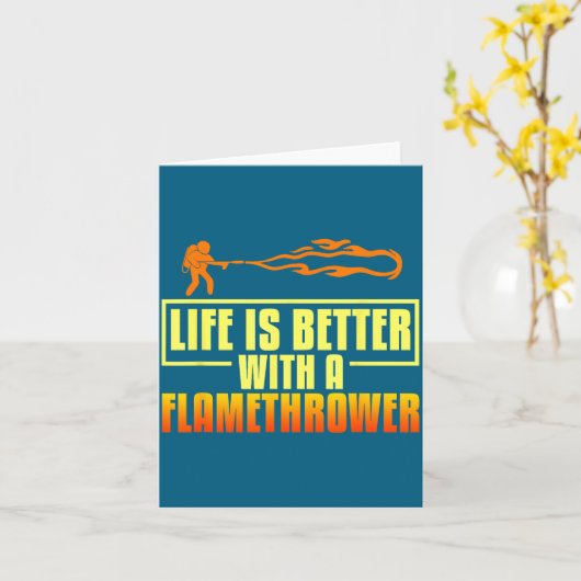 Flarower Gun Fire Thrower Flame Wean Quotes  Karte (Gelbe Blume)