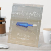 Flasche am Strand Sand Hochzeitskarten & Geschenke Sockelschild (In Situ)