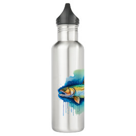 Flasche - Aquarellfarben Serie: Forellen/Lachs Edelstahlflasche