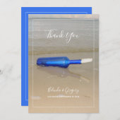 Flasche auf Strand Sand Hochzeit Dankeskarte (Vorne/Hinten)