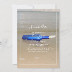 Flasche auf Strand Sand Hochzeit Save The Date