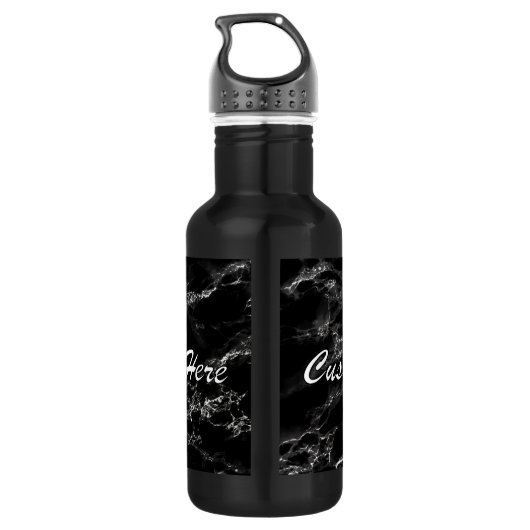 Flasche aus schwarzem Marmor Wasser mit individuel Edelstahlflasche (Rückseite)