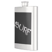 Flasche aus schwarzem Surf, geneigt, nicht rostend Flachmann (Links)