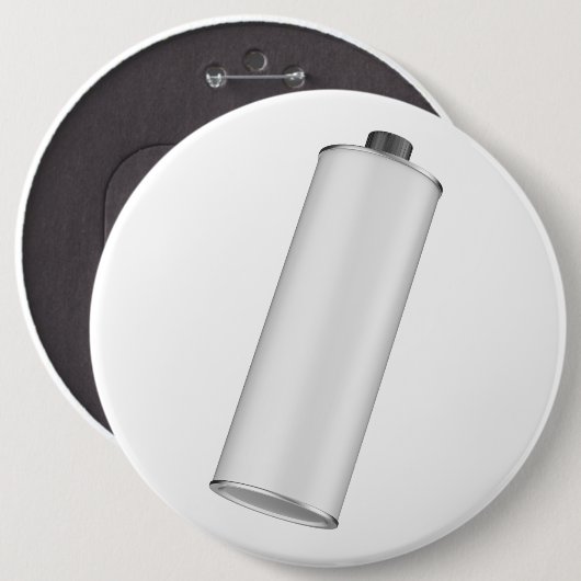 Flasche aus weißem, rundem Blech, in schwarz, für Button (Vorne & Hinten)