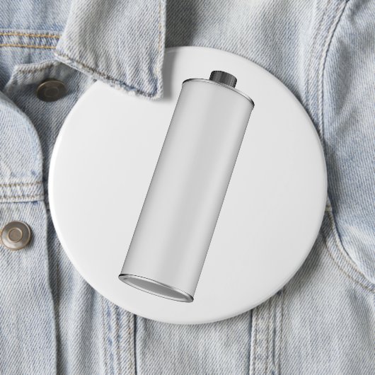Flasche aus weißem, rundem Blech, in schwarz, für Button (Beispiel)