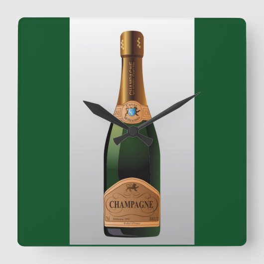 FLASCHE CHAMPAGNE QUADRATISCHE WANDUHR (Vorderseite)
