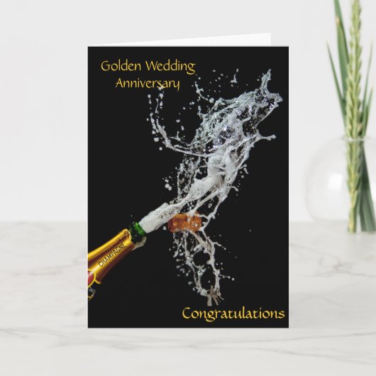Flasche Champagner Golden Wedding Jubiläum Karte (Vorderseite)