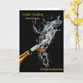 Flasche Champagner Golden Wedding Jubiläum Karte (Gelbe Blume)