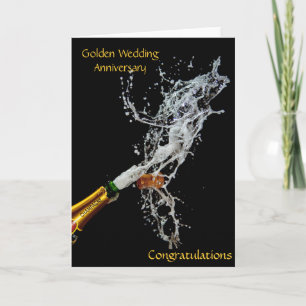 Flasche Champagner	 Goldene Hochzeit Karte