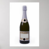 Flasche Champagner mit leerem Etikett Poster (Vorne)