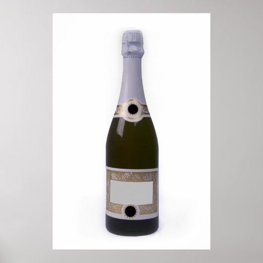 Flasche Champagner mit leerem Etikett Poster (Vorne)