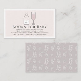 Flasche Champagner Pink Bücher für Baby Begleitkarte