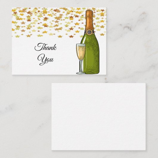 Flasche Champagner Vielen Dank Karten (Vorne/Hinten)