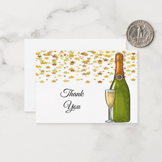 Flasche Champagner Vielen Dank Karten (Vorderseite/Rückseite Beispiel)