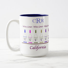 Flasche des WEINS LOVER_CALIFORNIA_MONOGRAM mug_6 Zweifarbige Tasse