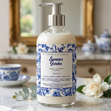 Flasche-Etikett für blaue und weiße Flora