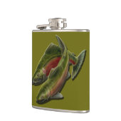 Flasche für den Fischfang Gedeckter Lachs Flachmann (Links)