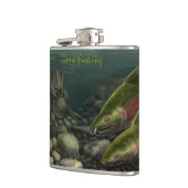 Flasche für den Fischfang Gedeckter Lachs Flachmann (Links)