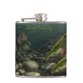 Flasche für den Fischfang Gedeckter Lachs Flachmann (Vorderseite)