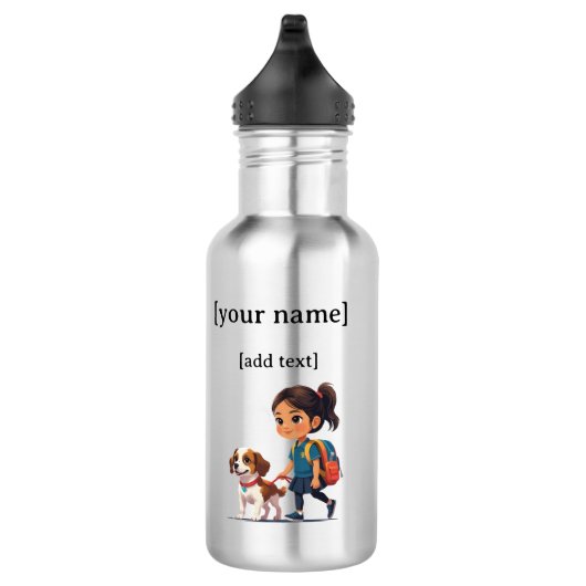 Flasche für Mädchen und Hunde Wasser - Custom Edelstahlflasche (Rechts)