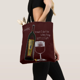 Flasche Glas Roter Wein Grafik Spaß Tasche