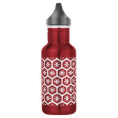 Flasche - Grafische Schneeflocke in Weiß Trinkflasche (Links)