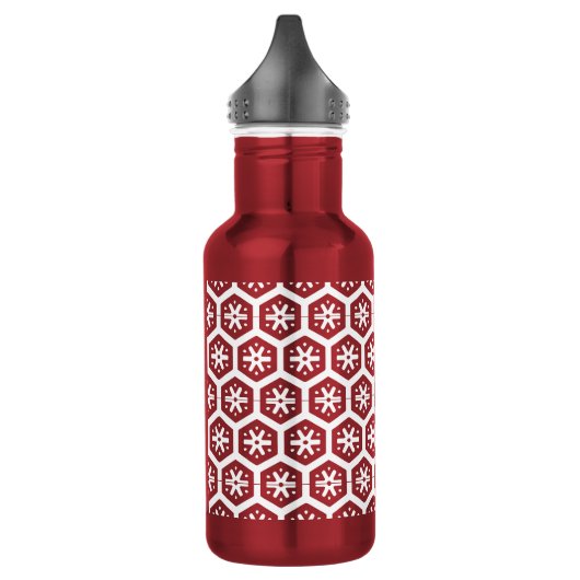 Flasche - Grafische Schneeflocke in Weiß Trinkflasche (Links)