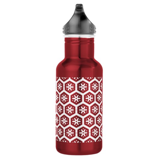 Flasche - Grafische Schneeflocke in Weiß Trinkflasche (Rechts)