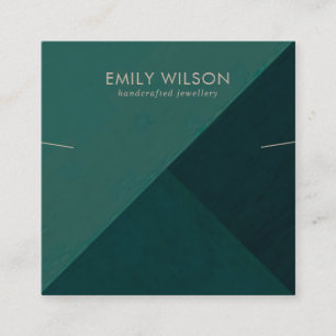 FLASCHE GREEN TRIANGLE NECKLACE BRACELET DISPLAY QUADRATISCHE VISITENKARTE