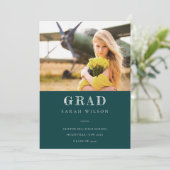 Flasche Grün Minimal Sauberes Foto Abschluss Einladung (Stehend Vorderseite)