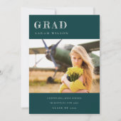 Flasche Grün Minimal Sauberes Foto Abschluss Einladung (Vorderseite)