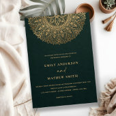 FLASCHE GRÜNGOLD CLASSIC VERZIERT MANDALA WEDD EINLADUNG