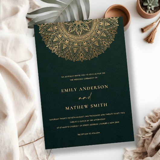 FLASCHE GRÜNGOLD CLASSIC VERZIERT MANDALA WEDD EINLADUNG