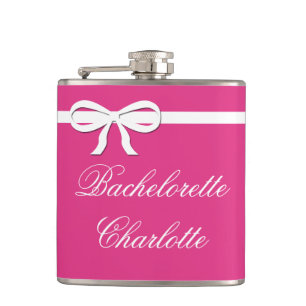 Flasche Junggesellinnen-Geschenk rosa Hochzeit per Flachmann