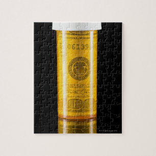 Flasche mit 100-Dollar-Schein Puzzle