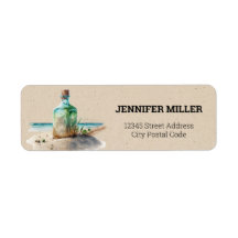 Flasche mit Aquarellfarbe mit der Meldung im Etike