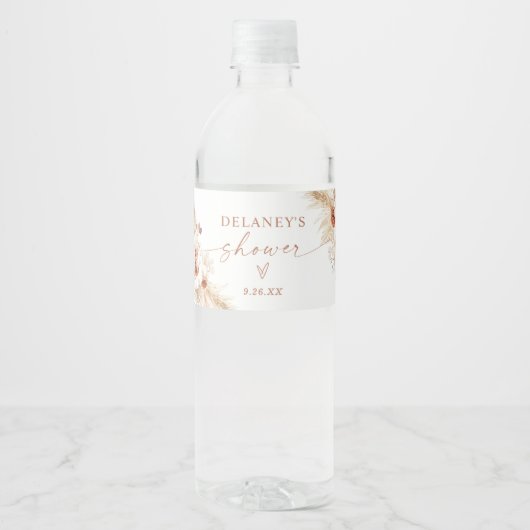 Flasche mit Boho Dusche Wasserflaschenetikett (Vorderseite)