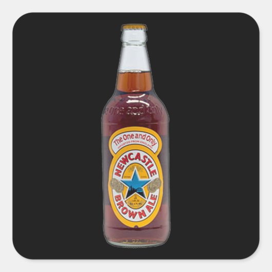 Flasche mit braunem Ale Quadratischer Aufkleber (Vorderseite)