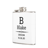 Flasche mit Bräutigam-Monogramm Flachmann (Links)