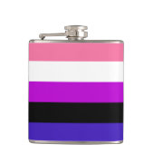Flasche mit dem Flag Genderfluidität Flachmann (Vorderseite)